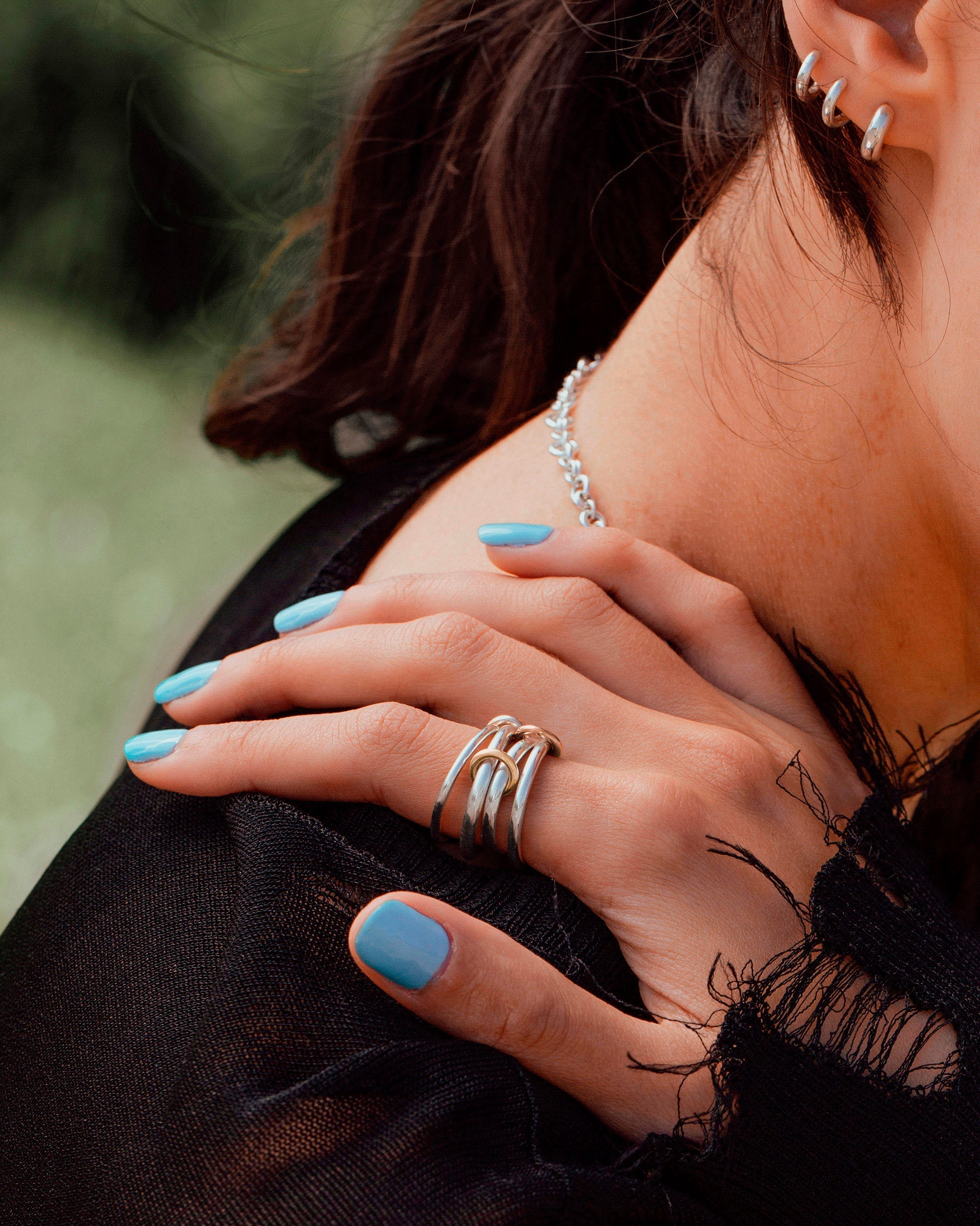 Sagittarius 18K Two-Tone Gold and Sterling Silver Linked Rings