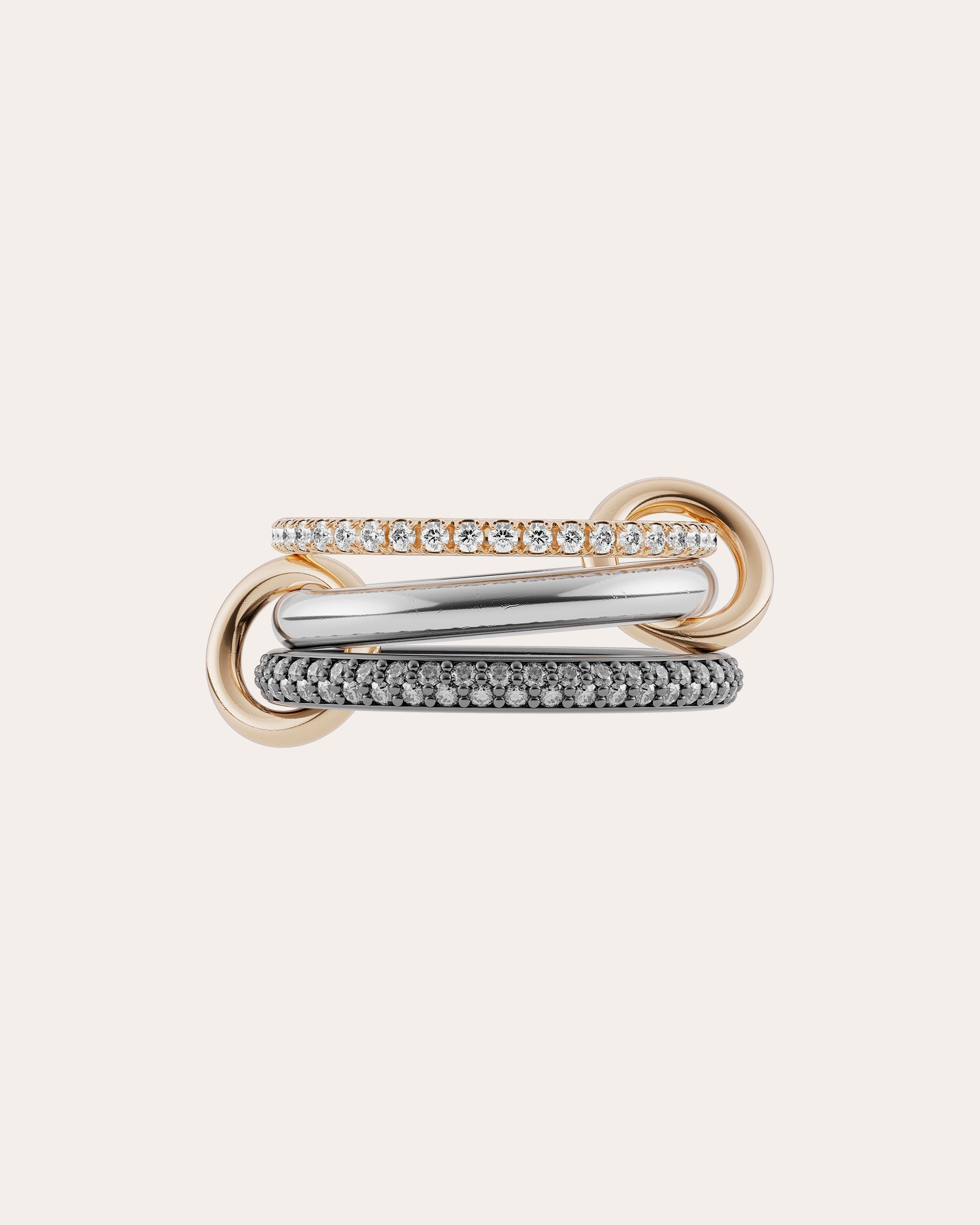 Scorpio 18K Gold Sterling Silver and Multi-Diamond Linked Rings