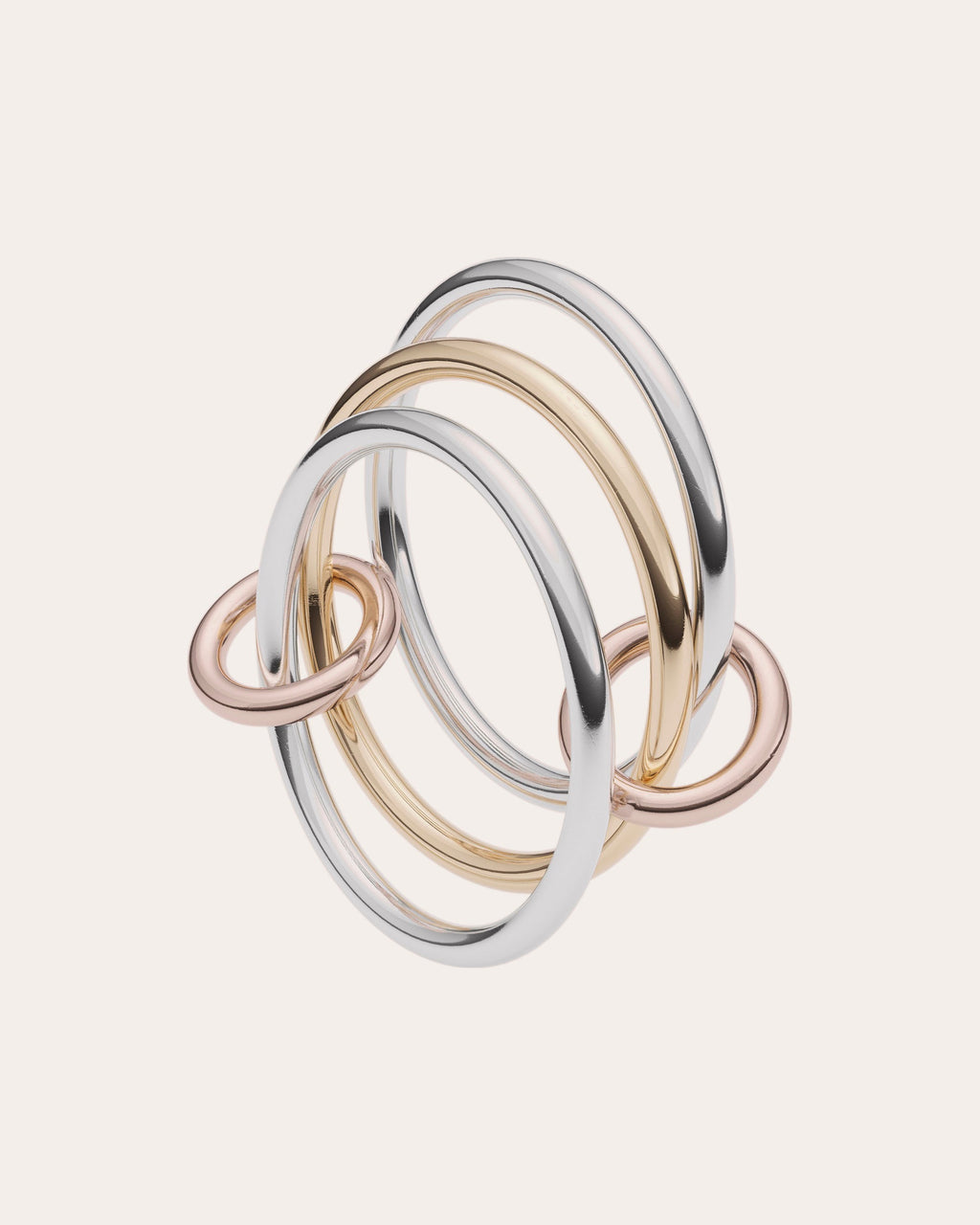 Solarium 18K Two-Tone Gold Sterling Silver Linked Rings