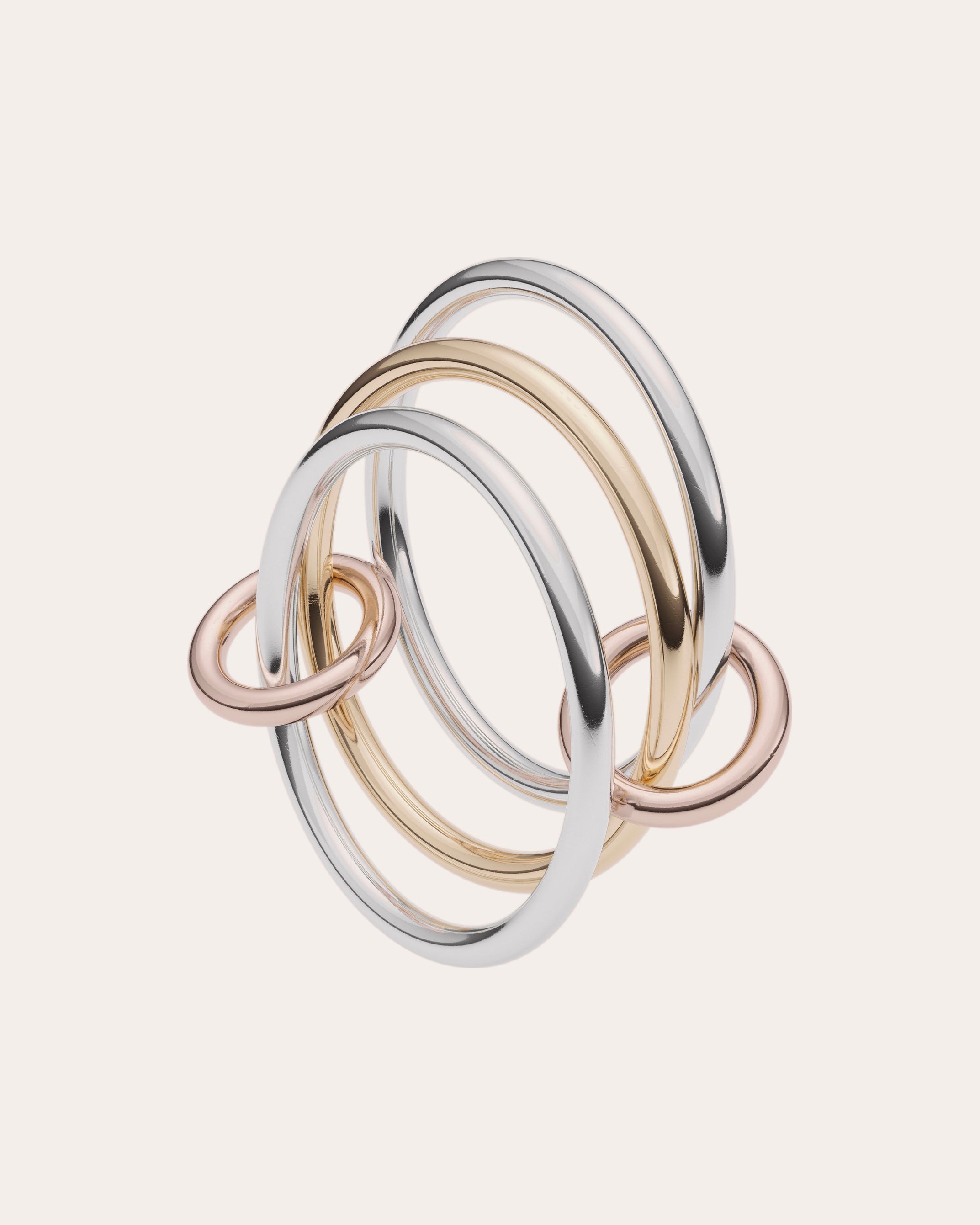 Solarium 18K Two-Tone Gold Sterling Silver Linked Rings