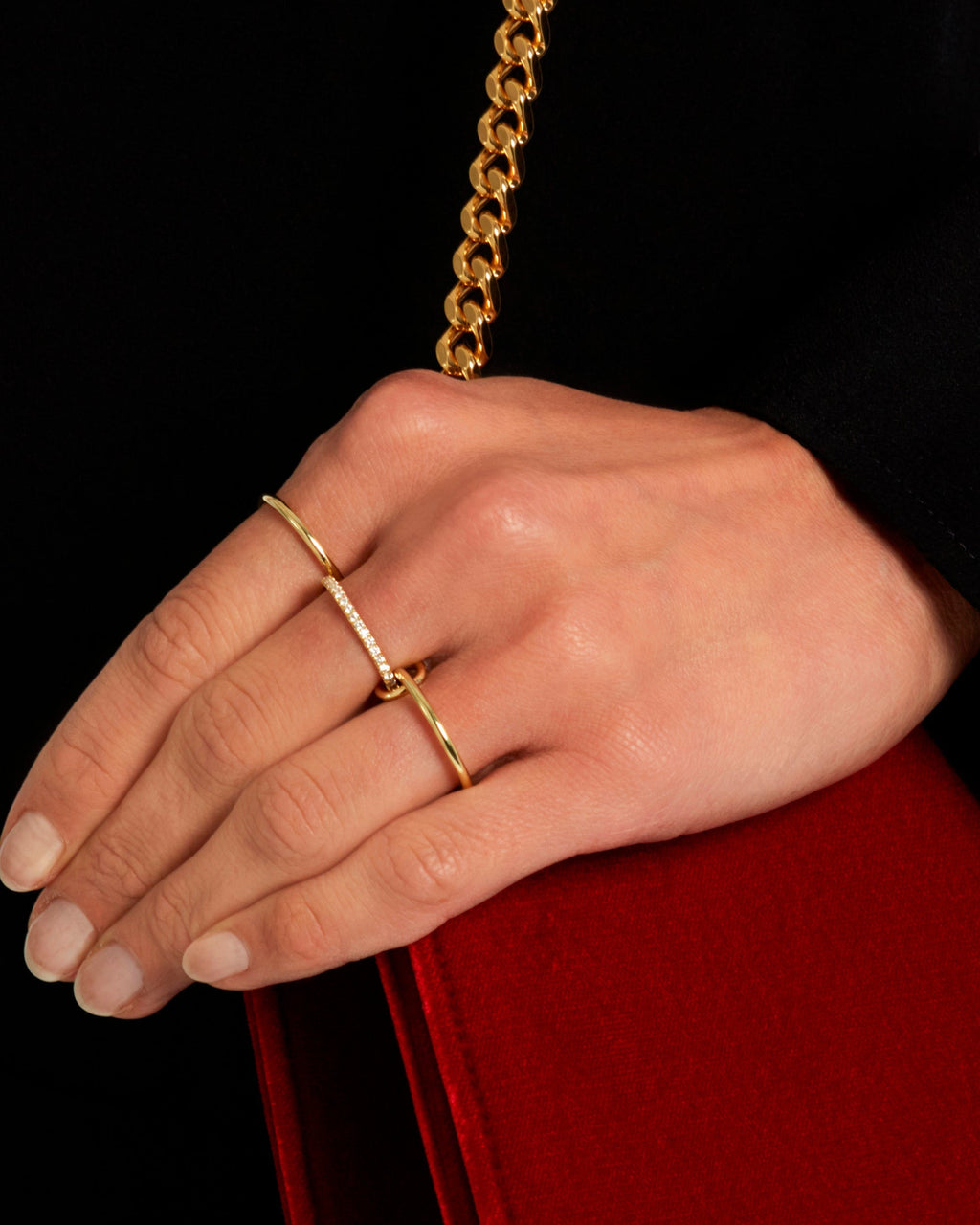 Sonny 18K Gold Diamond Linked Rings