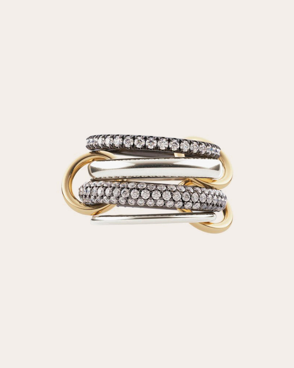 Vega 18K Gold Sterling Silver and Diamond Linked Rings