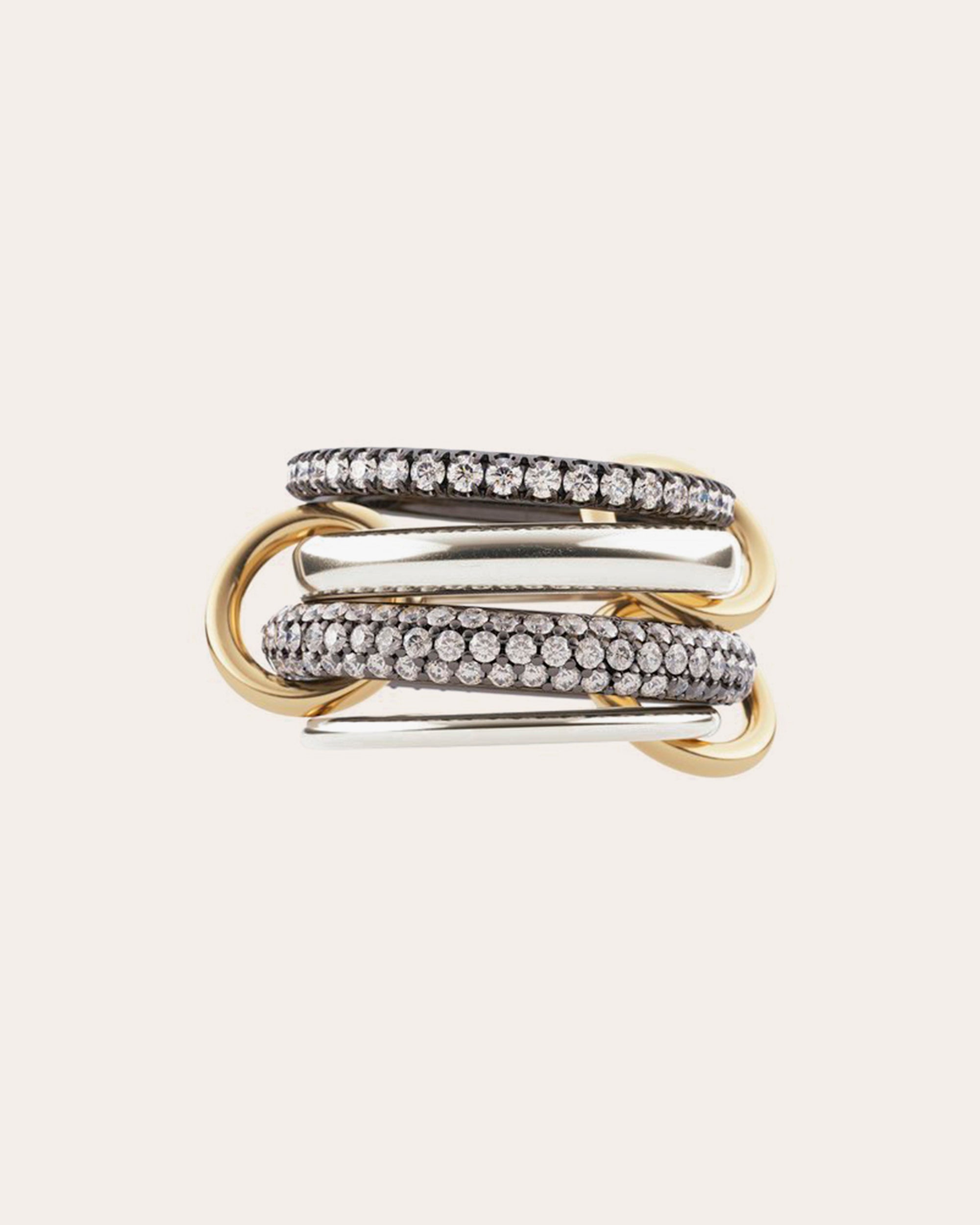 Vega 18K Gold Sterling Silver and Diamond Linked Rings