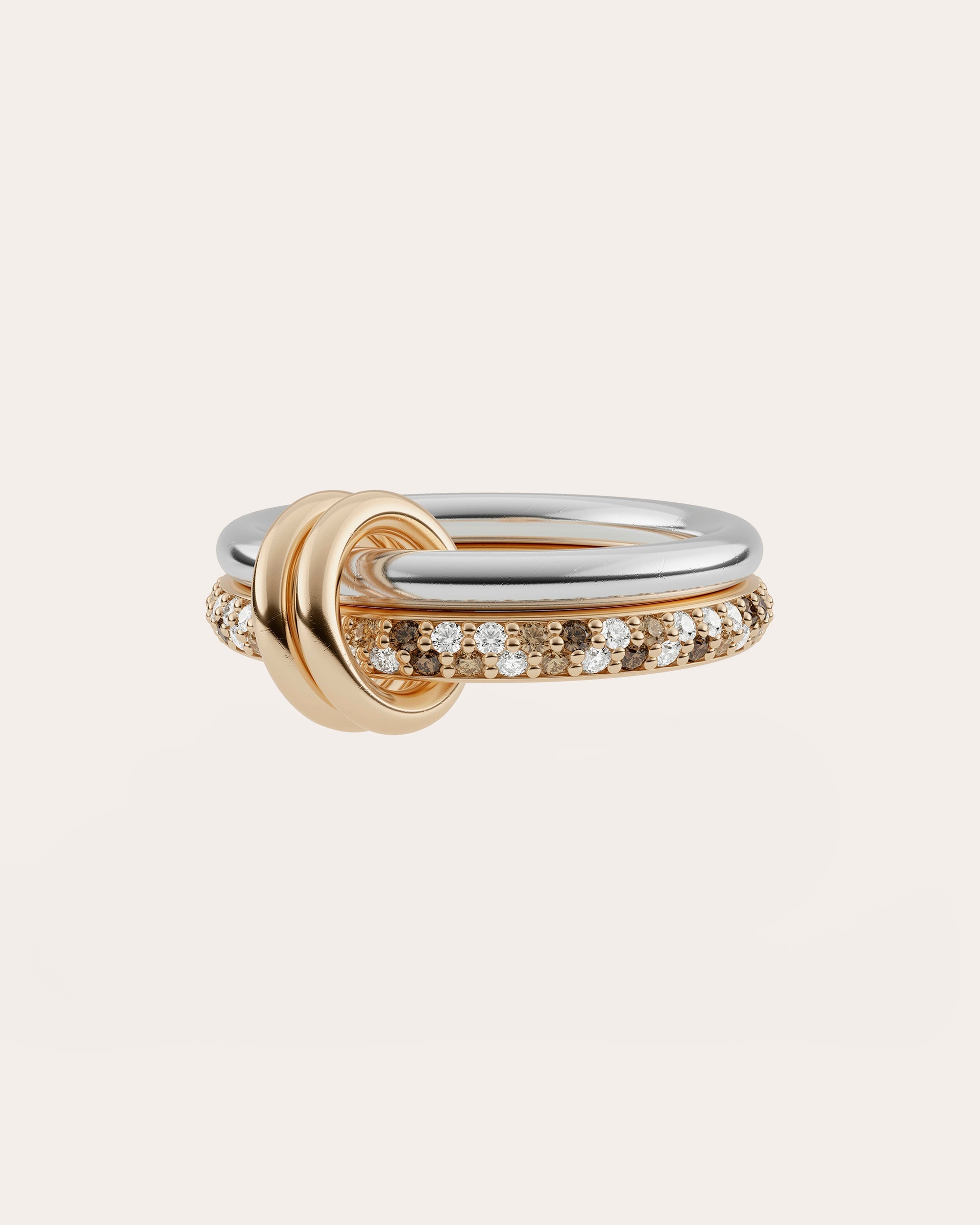 Virgo Petite 18K Gold Sterling Silver and Multi-Diamond Linked Rings