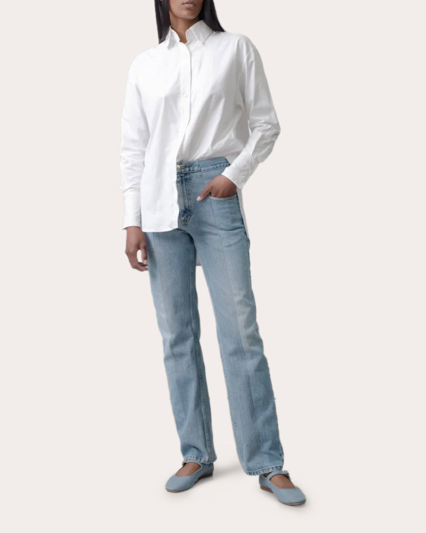 Stovepipe Mid-Rise Two-Tone Jeans