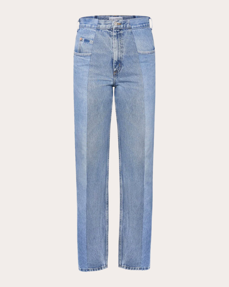 Stovepipe Mid-Rise Two-Tone Jeans