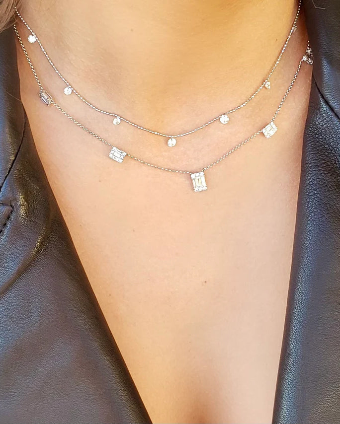 Floating Small 18K Gold Diamond Necklace