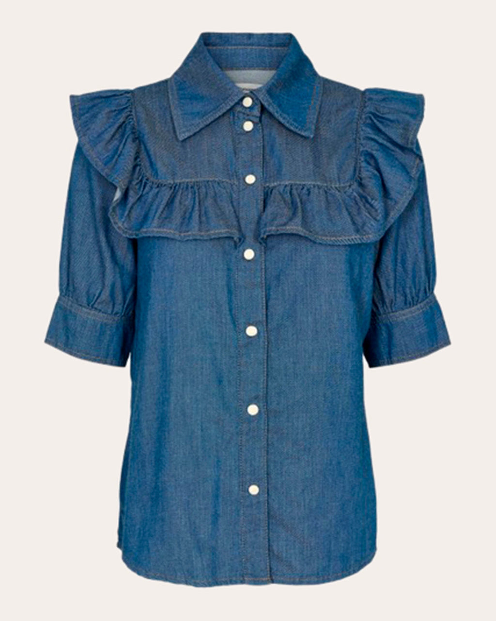 Brown Ruffle Button-Up