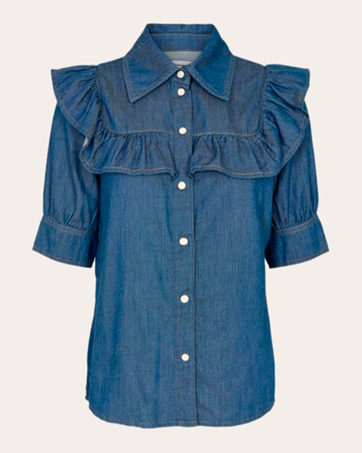 Brown Ruffle Button-Up