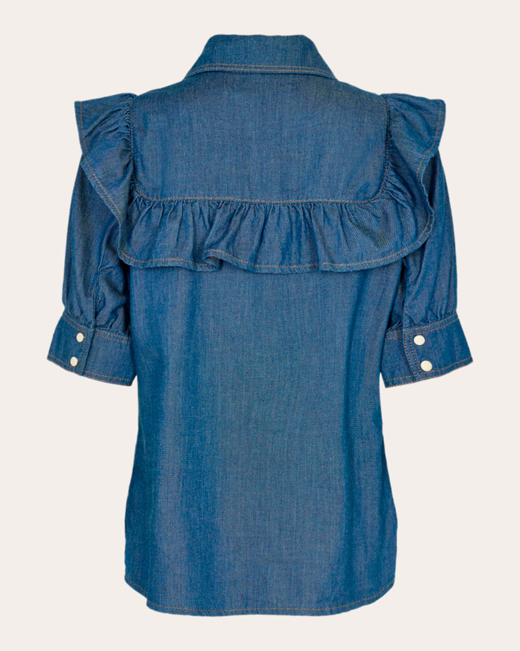 Brown Ruffle Button-Up