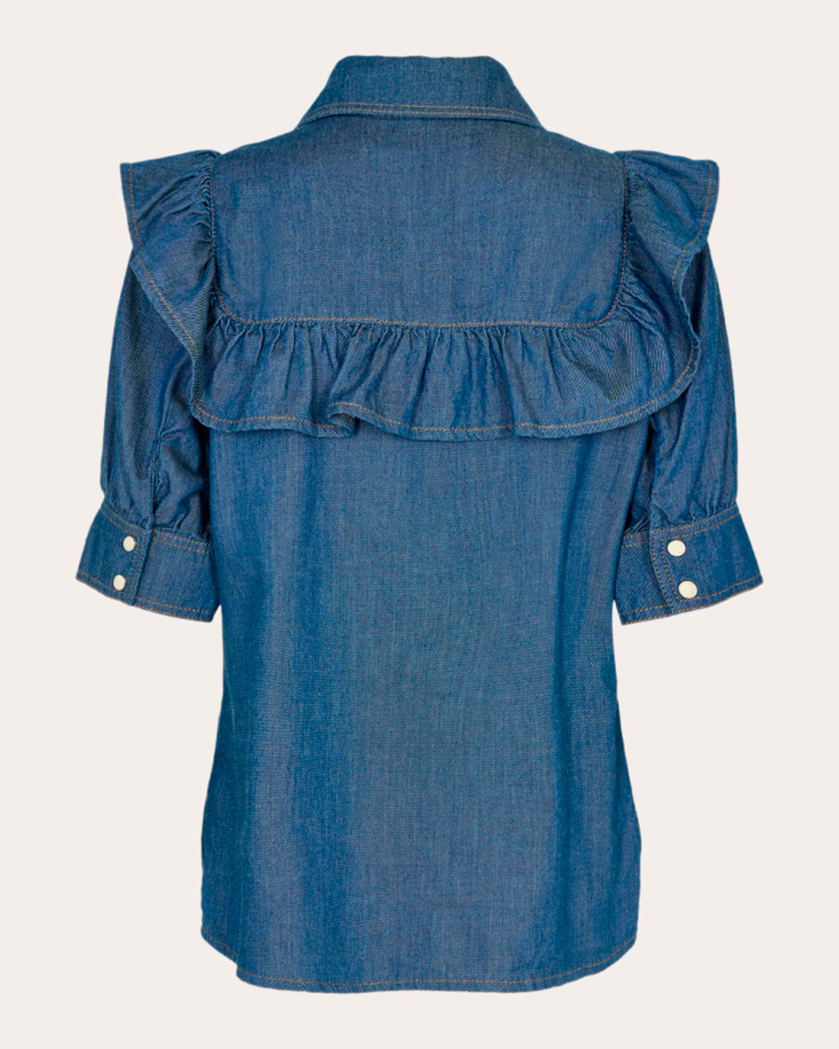 Brown Ruffle Button-Up