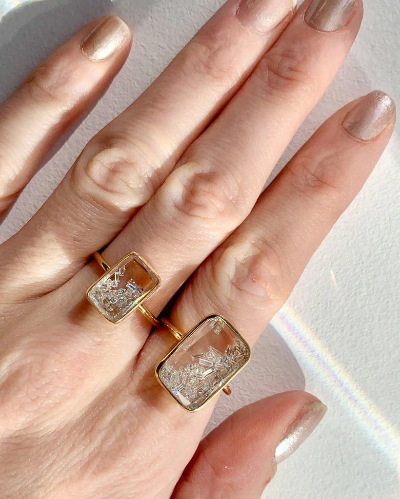 Petite Ten Fourteen 18K Gold Crystal and Diamond Shaker Ring