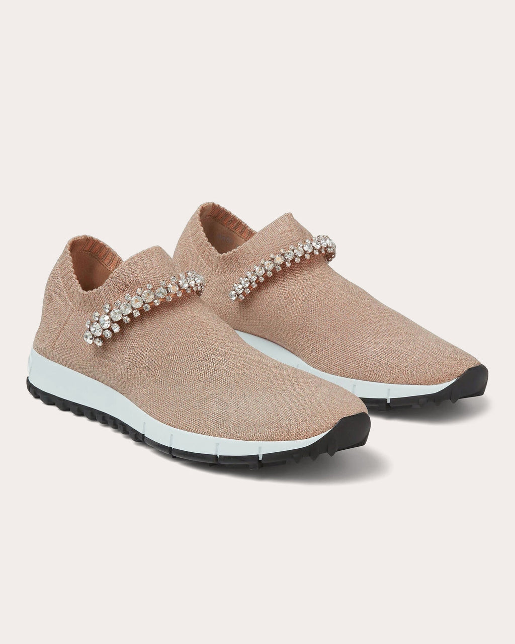 Verona Crystal-Embellished Metallic-Knit Sneaker