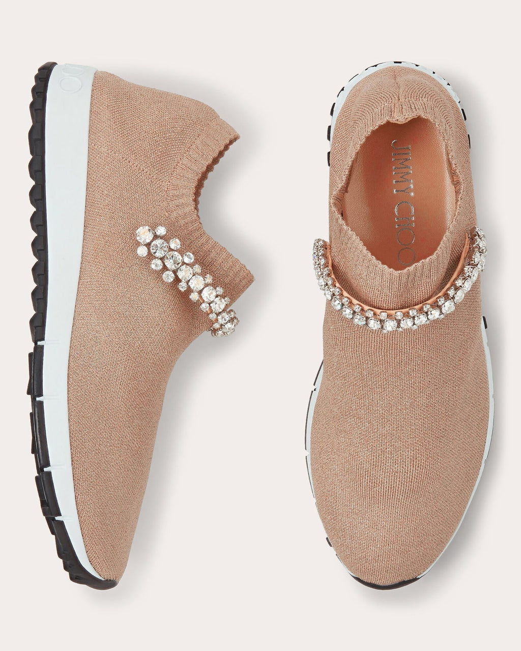 Verona Crystal-Embellished Metallic-Knit Sneaker