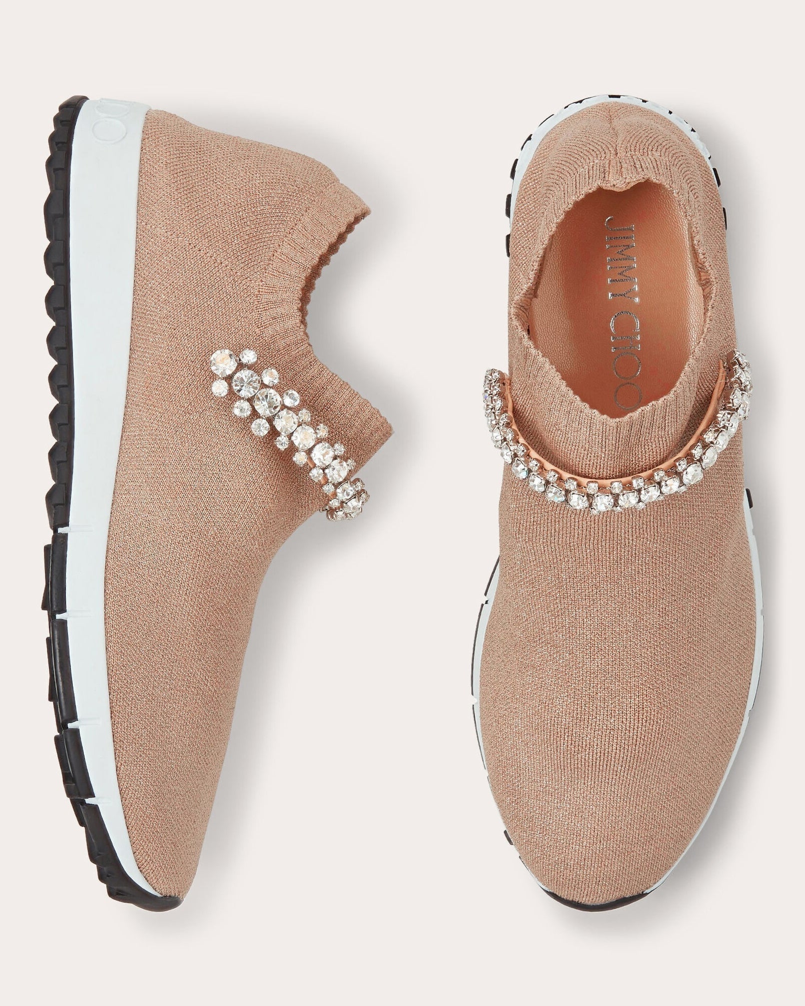 Verona Crystal-Embellished Metallic-Knit Sneaker
