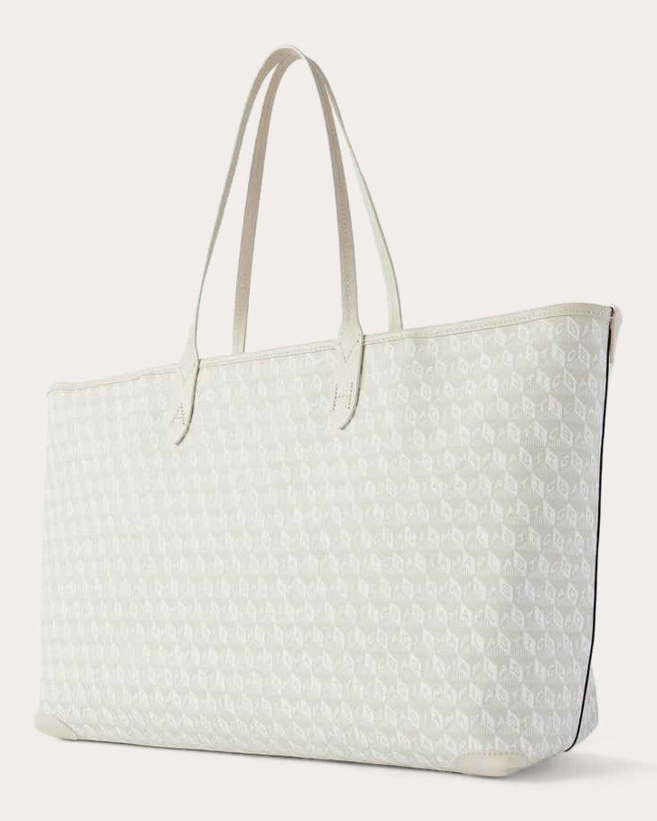 I am a Plastic Bag Appliquéd Leather-Trimmed Recycled Canvas Tote