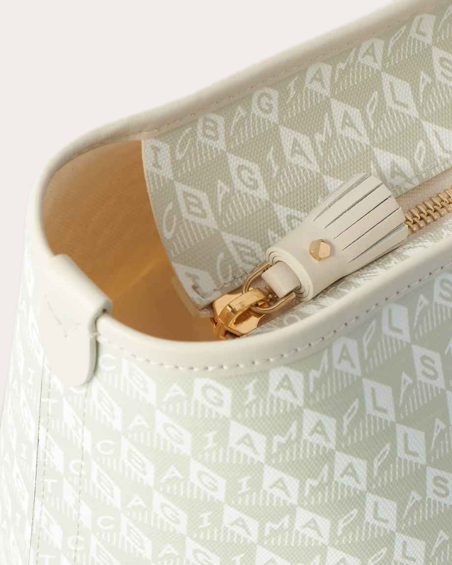 I am a Plastic Bag Appliquéd Leather-Trimmed Recycled Canvas Tote