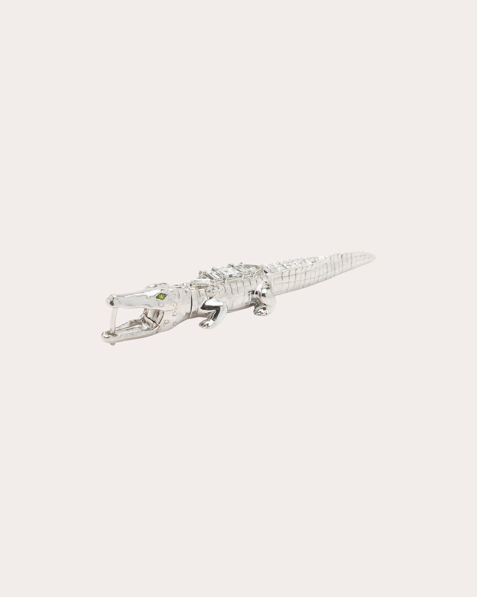 Art Deco Alligator Bite 18K Gold Diamond Single Earring