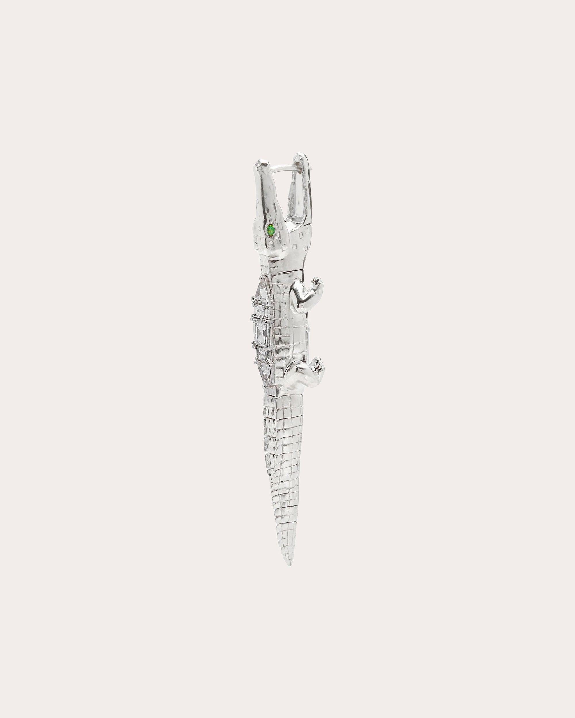 Art Deco Alligator Bite 18K Gold Diamond Single Earring