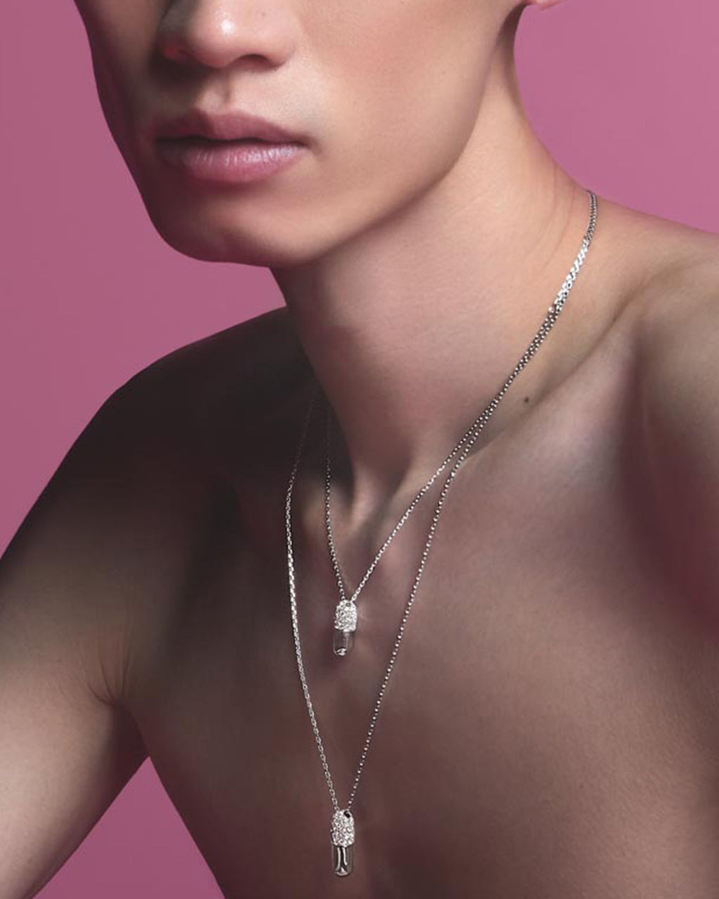 Mini Pill 18K Gold Diamond Pavé Pendant Necklace