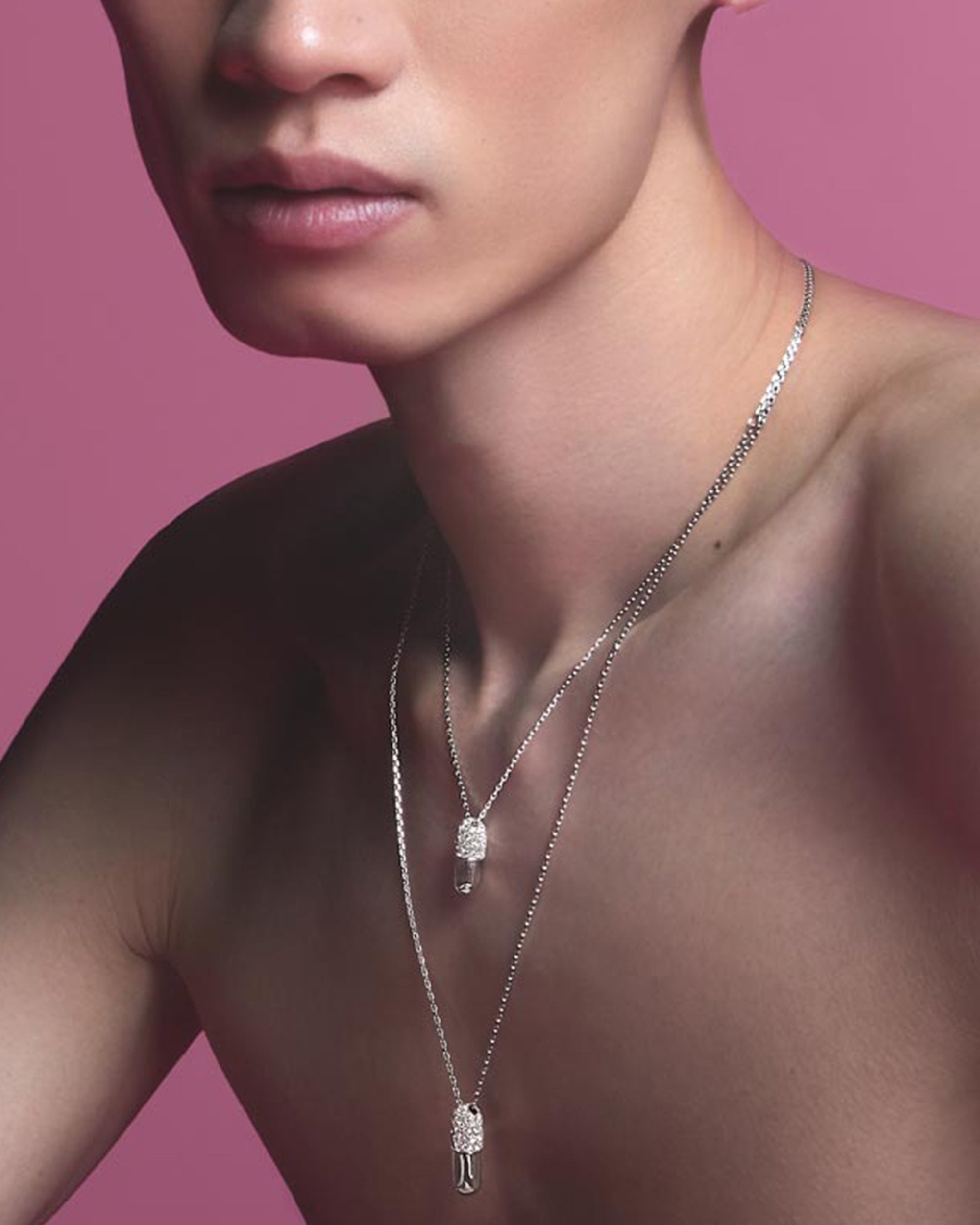 Mini Pill 18K Gold Diamond Pavé Pendant Necklace