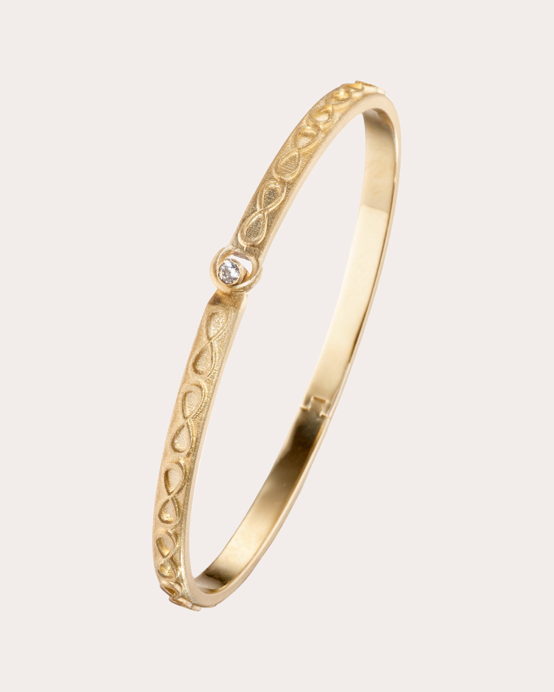 Infinity 14K Gold Diamond Bangle