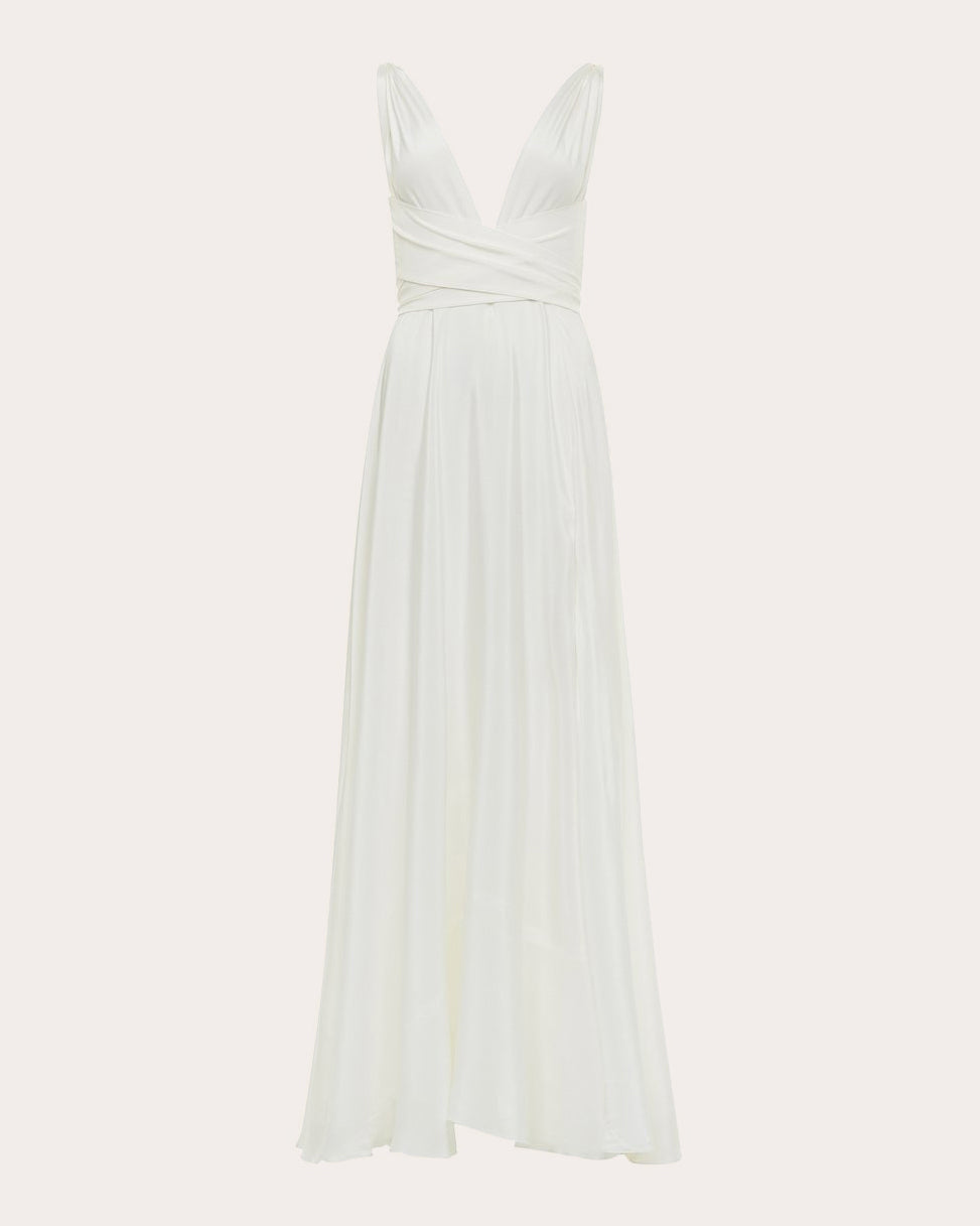 Cirrus Belted Silk-Charmeuse Gown
