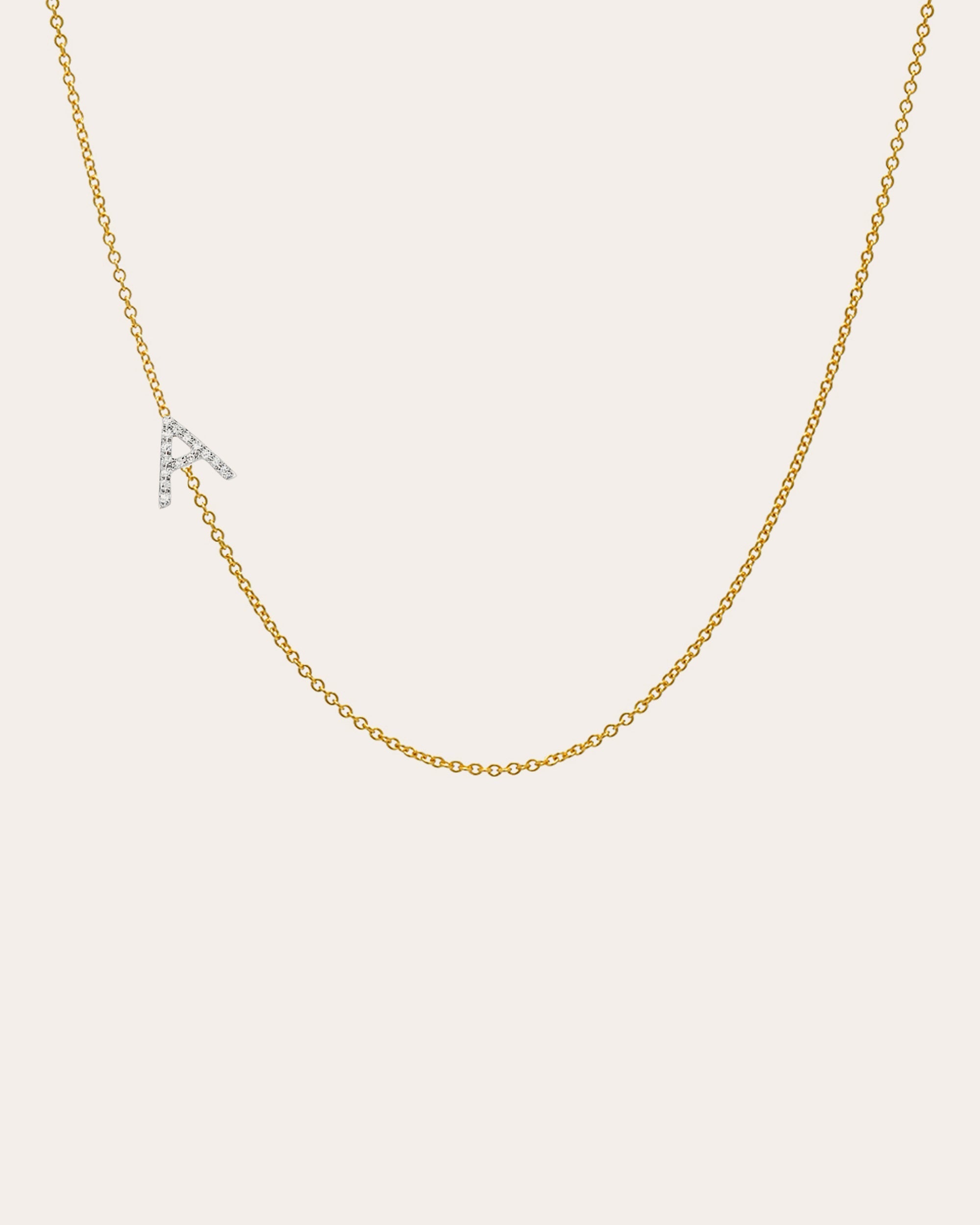 14K Gold Diamond Asymmetric Initial Necklace