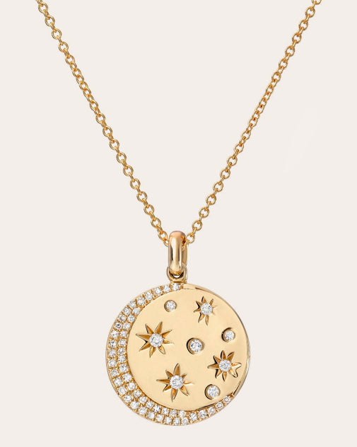 Celestial 14K Gold Diamond Pendant Necklace