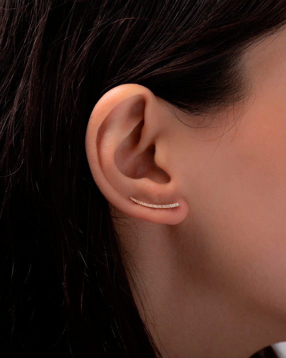 14K Gold Diamond Single Ear Crawler