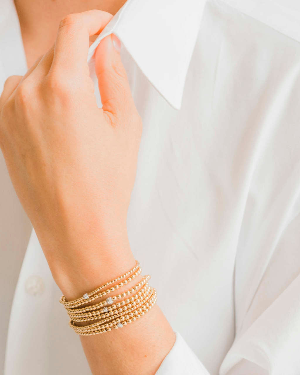 14K Gold Diamond Bead Bracelet