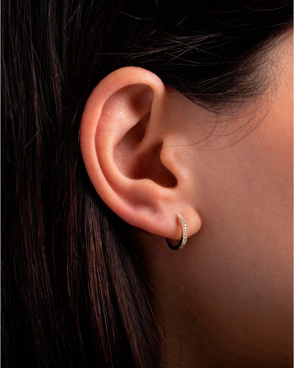 14K Gold Diamond Hoop Earrings