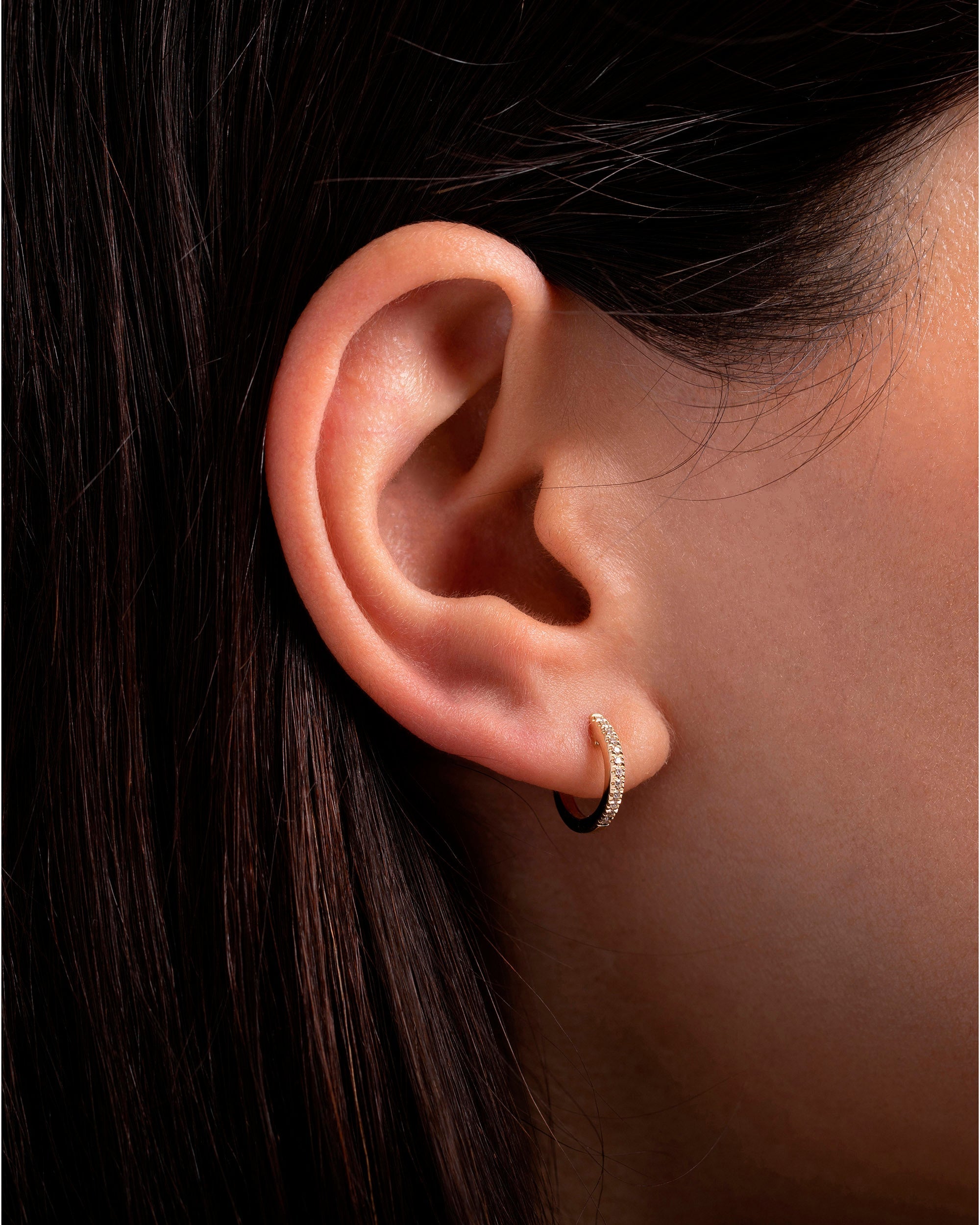 14K Gold Diamond Hoop Earrings