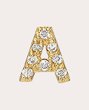 14K Gold Diamond Initial Stud Earrings
