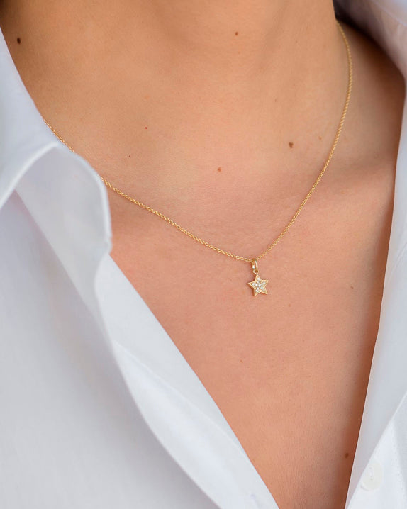 Star 14K Gold Diamond Pendant Necklace