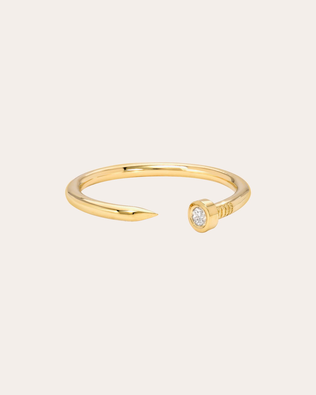 Nail 14K Gold Diamond Open Ring