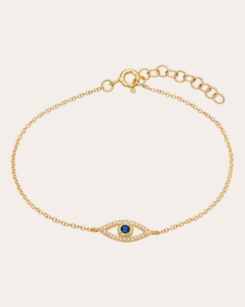Evil Eye 14K Gold Diamond and Sapphire Bracelet