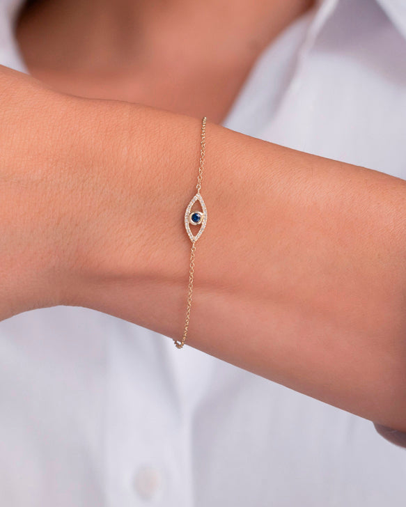 Evil Eye 14K Gold Diamond and Sapphire Bracelet
