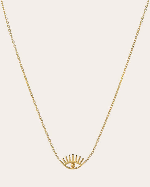 Eyelash Evil Eye 14K Gold Pendant Necklace