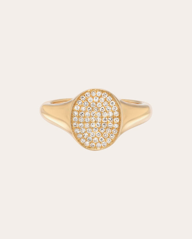 14K Gold Diamond Signet Ring