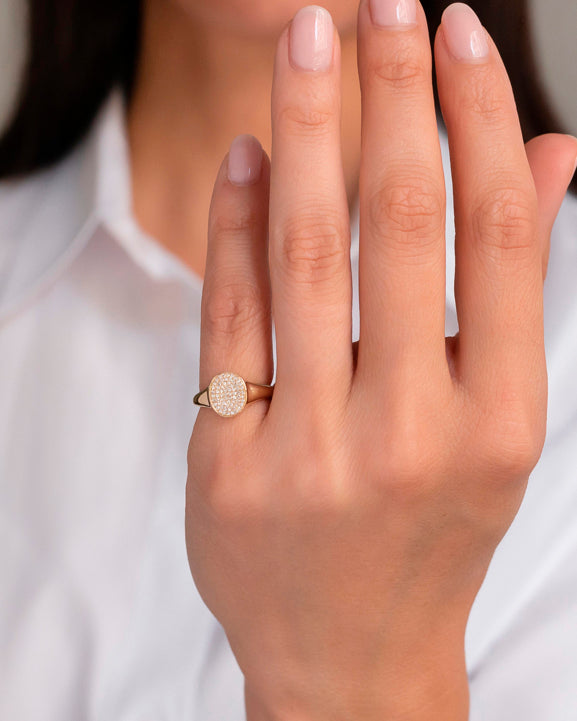 14K Gold Diamond Signet Ring