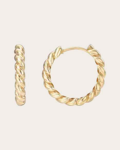 14K Gold Twist Hoop Earrings