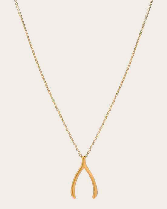 Wishbone 14K Gold Pendant Necklace